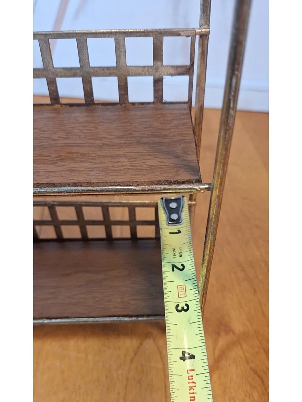 Mid Century 2 Tier Footed Spice Rack Organizer Goldtone Metal 9.5